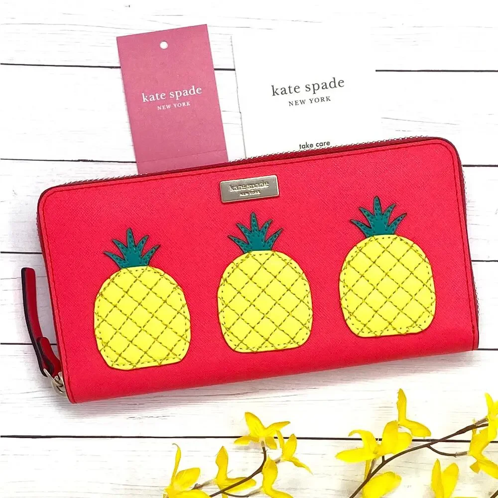 Kate Spade WLRU2885 How Refreshing Neda Pineapple Wallet Geranium NWT